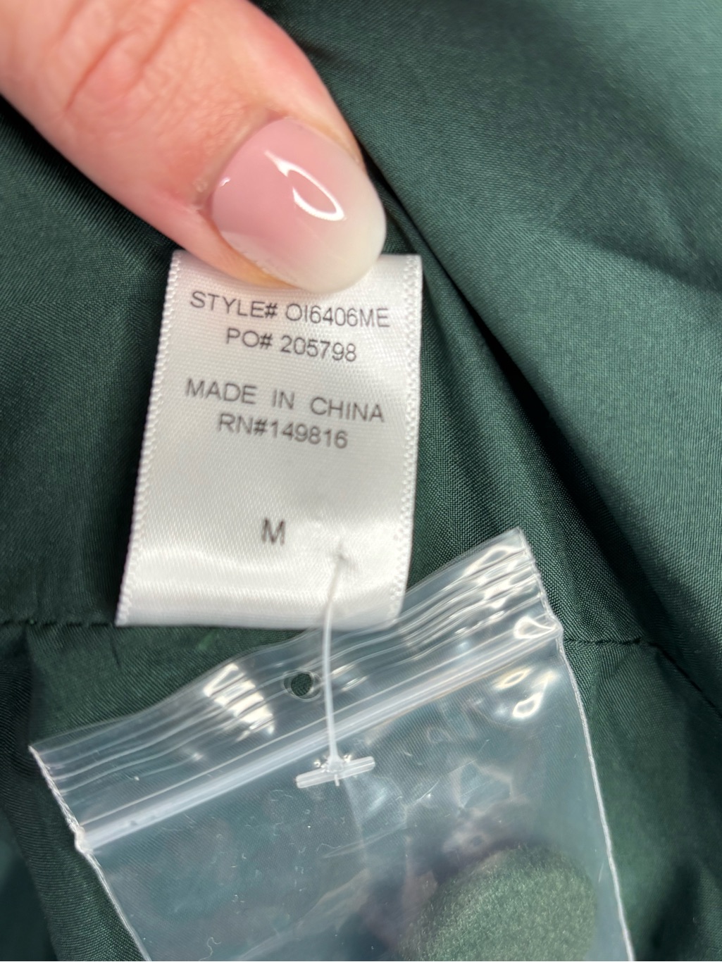 Myellement Boutique Forest Green Winter Coat One Button Closure Medium Nwot — image 7 of 8